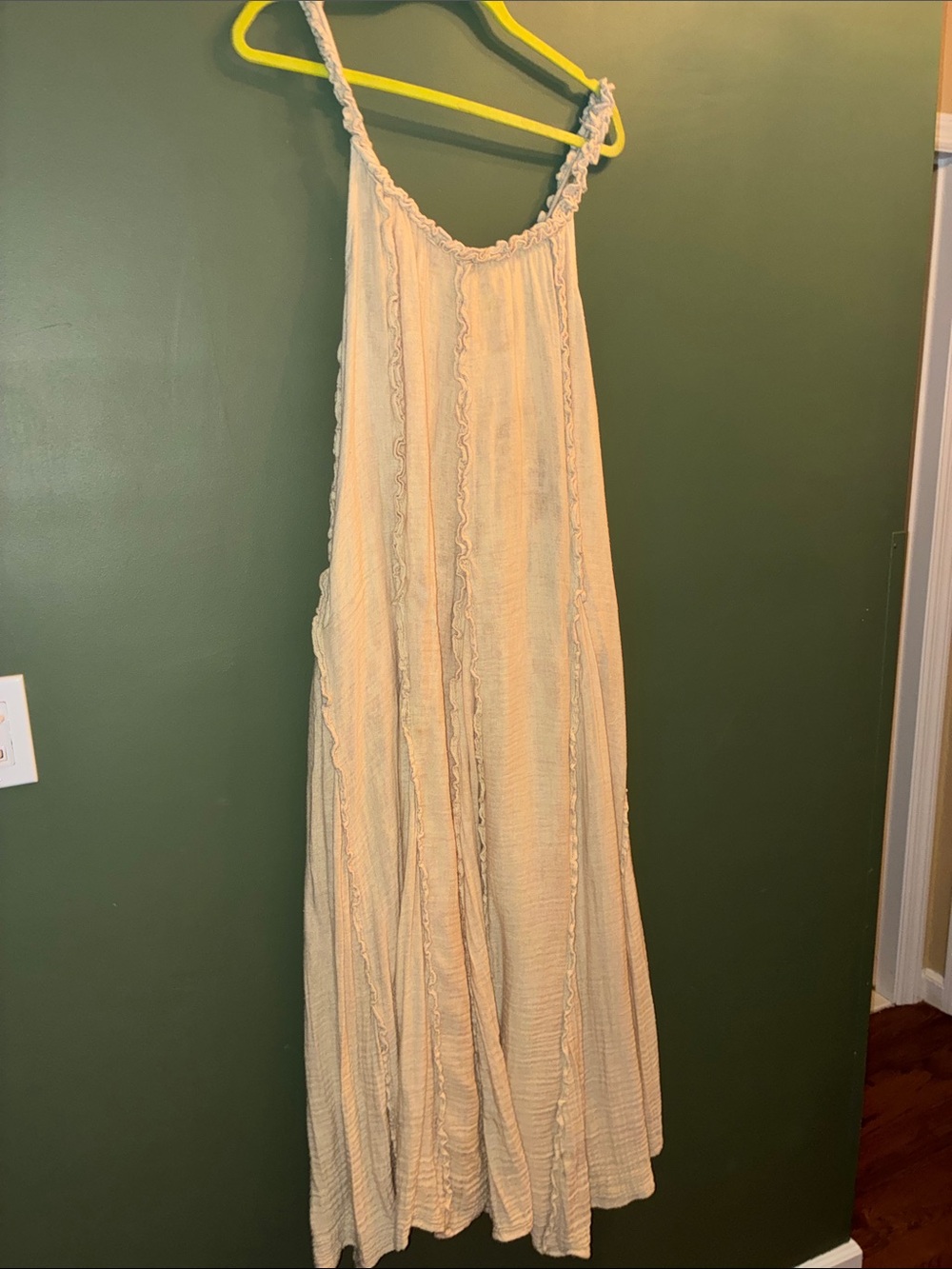 Free People Sleeveless Cream Maxi Dress with Ruffled Trim